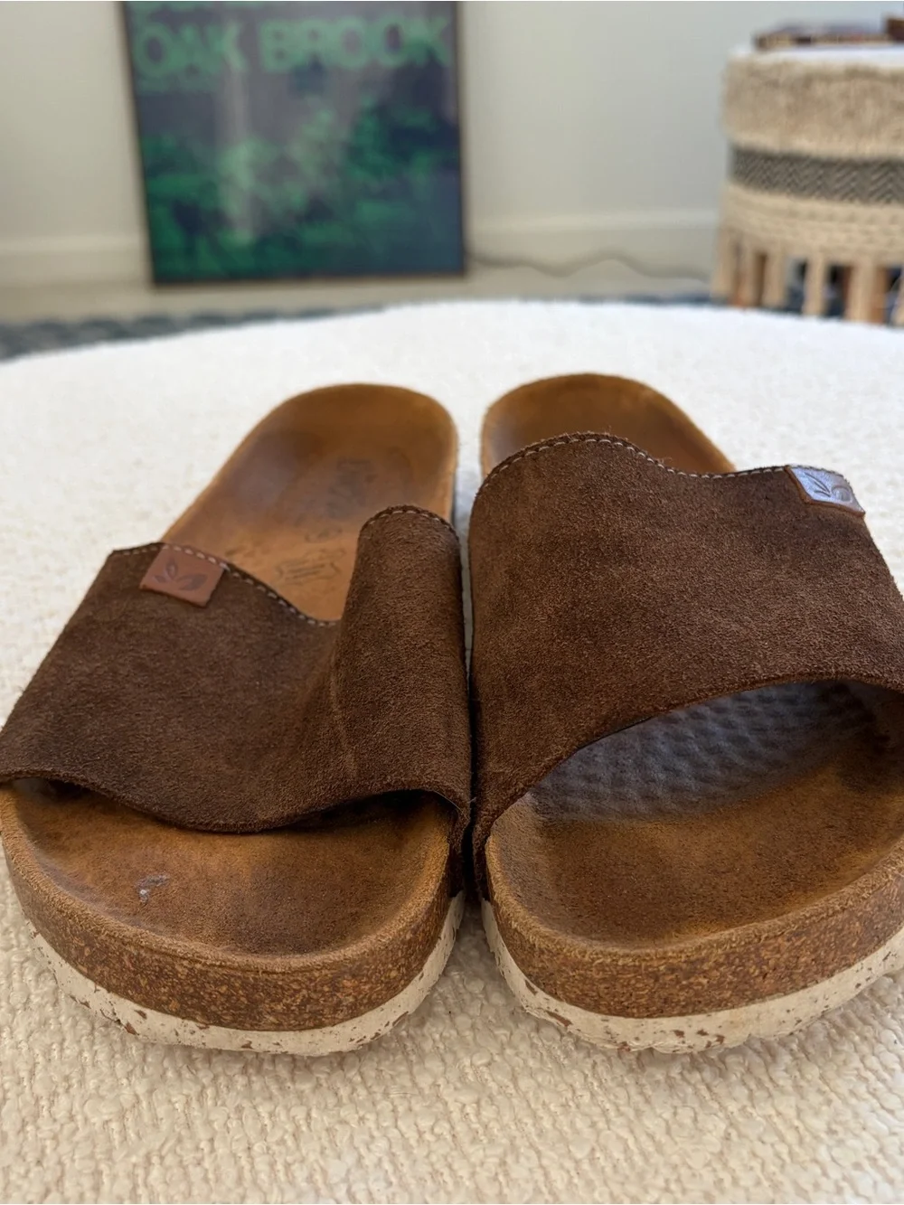 Biostep Brown Suede Slide Sandals
